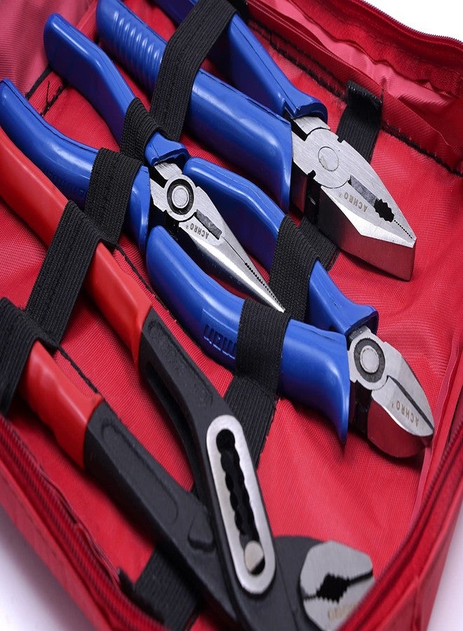 ACHRO Plier Set Of 4 Pieces, 8 Inch Combination plier, 6 Inch Long Nose, 6 Inch Diagonal Cutting plier And 10 Inch Water Pump Plier (Pouch Packing) - Image 3